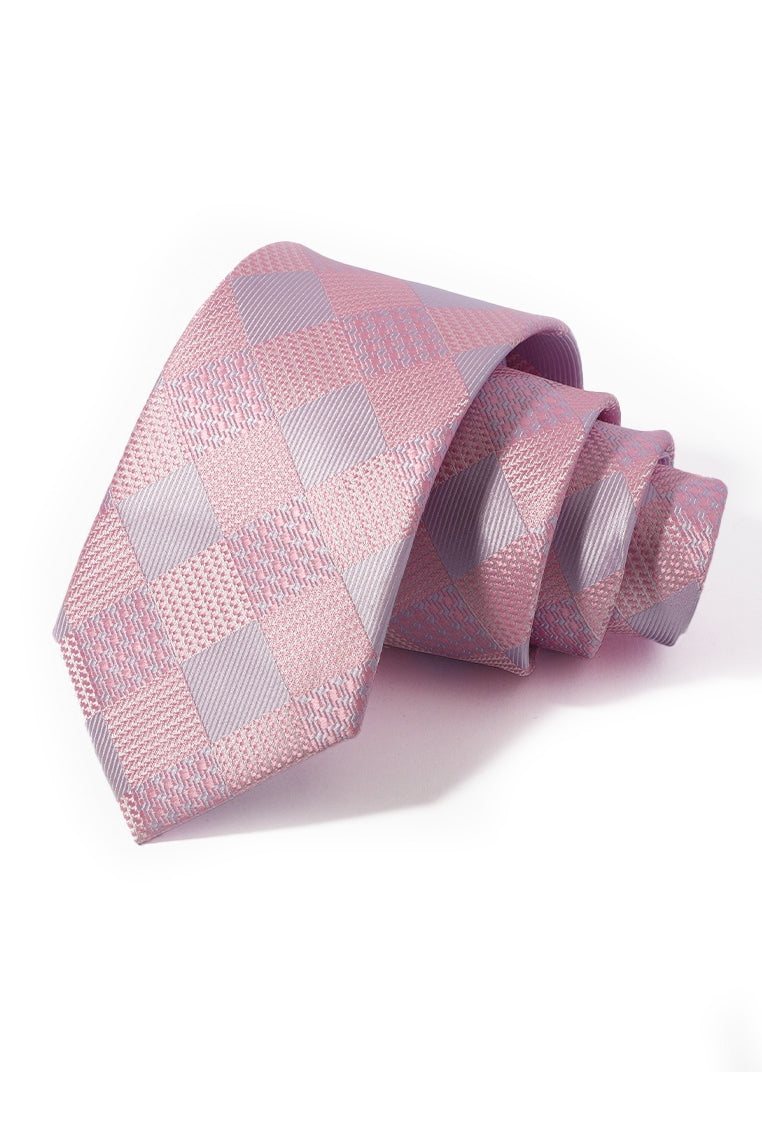 Pink Lavender Houndstooth Check Plaid Business Tie