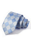 Sky Blue Silver Houndstooth Check Plaid Business Tie