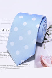 Sky Blue Base White Striped Dot Jacquard Formal Men Ties