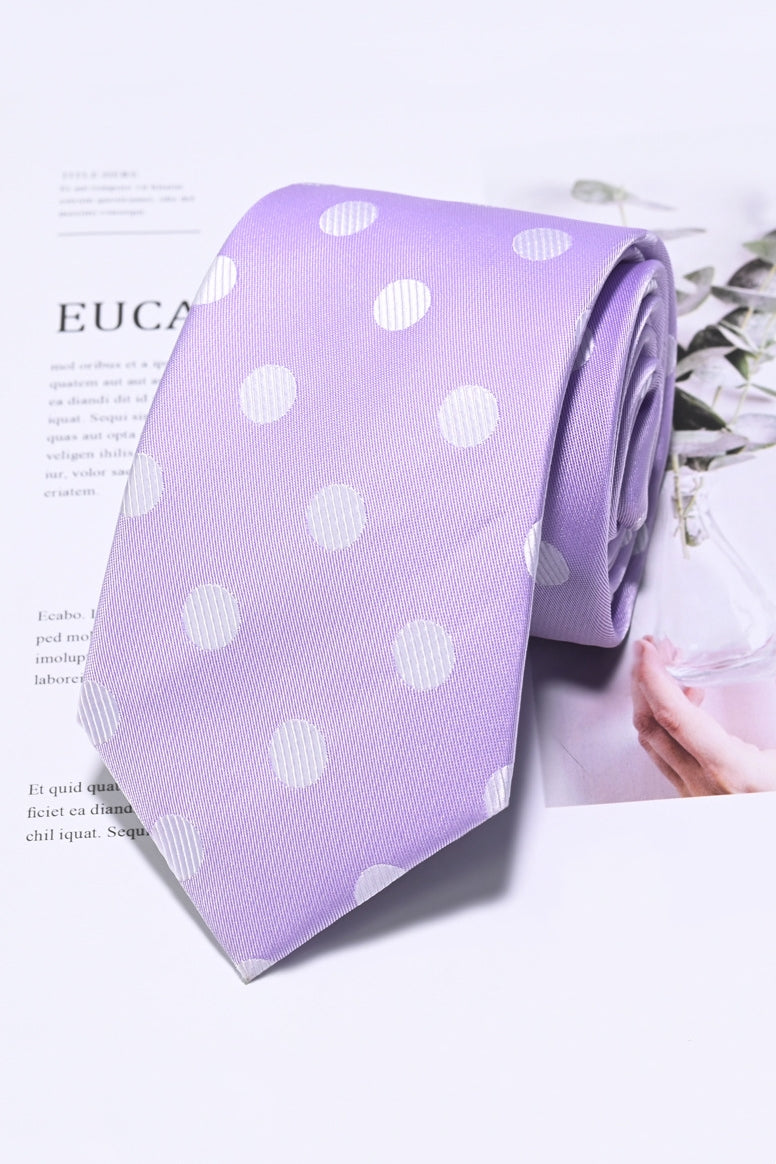 Lilac Base White Striped Dot Jacquard Formal Men Ties