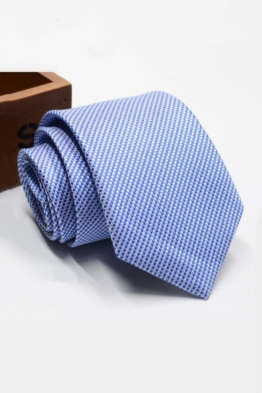 Light Blue White Micro Check Business Tie