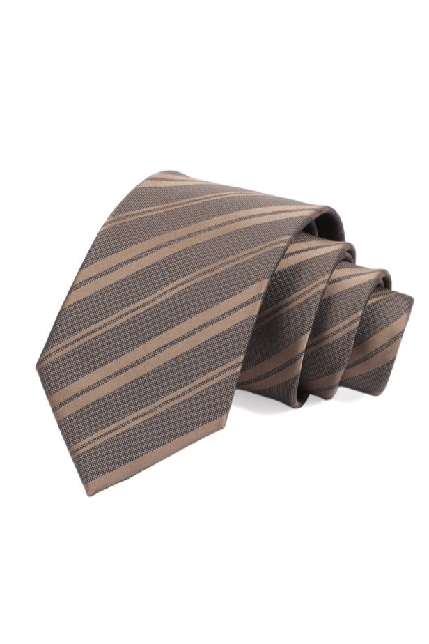 Deep Taupe Khaki Diagonal Stripe Men's Formal Tie